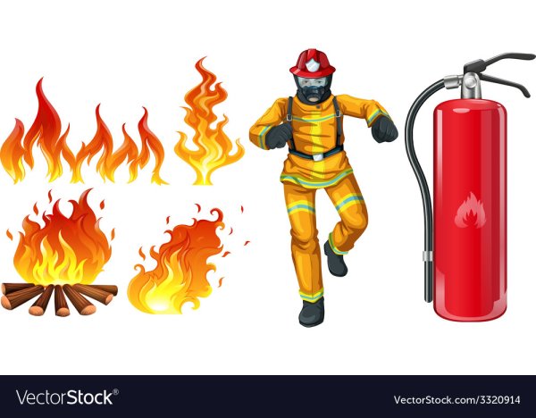 Пожарный с огнетушителем мультяшный