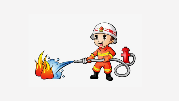 Юный пожарник на прозрачном фоне