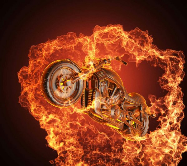 Мотоцикл в огне