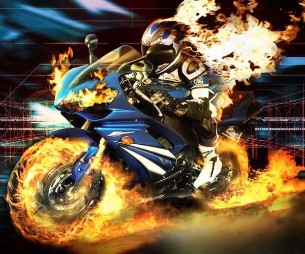 Мотоцикл в огне