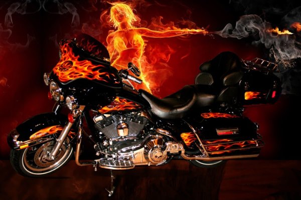 Мотоцикл в огне