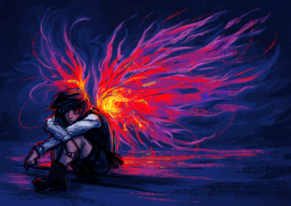 Красно синий огонь аниме