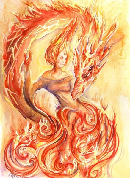 Огненный дракон и девушка
