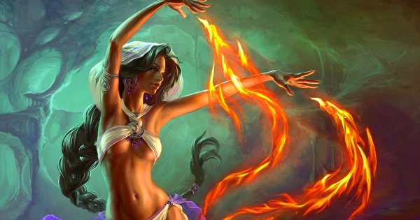 Стройная девушка фэнтези магия