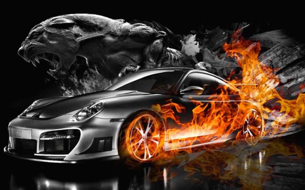 Машина в огне