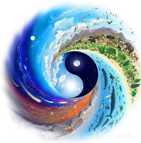 Символ четырех стихий Инь Ян