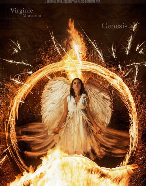 Фотосессия с огненными крыльями