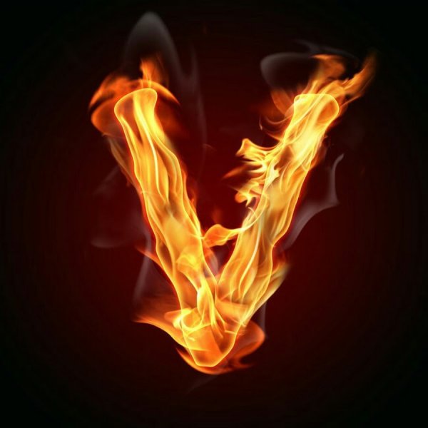 Буква v в огне