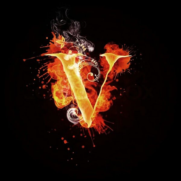 Буква v в огне