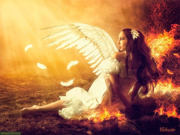 Девушка ангел в огне