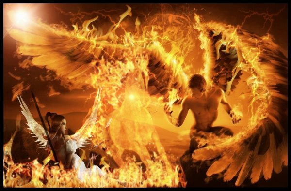 Мужчина с огненными крыльями