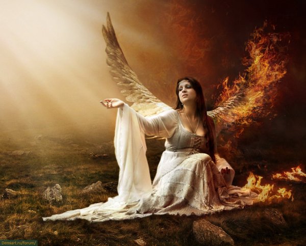 Девушка с горящими крыльями