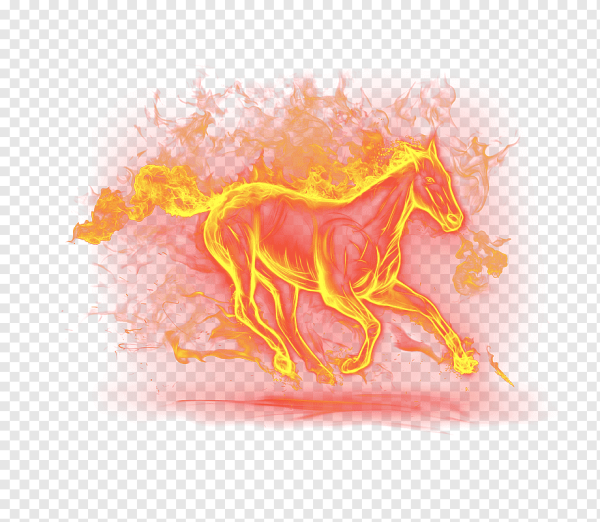 Огненный конь на прозрачном фоне