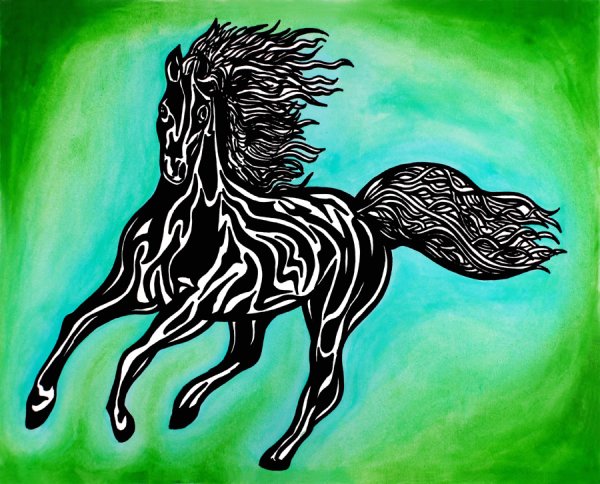 Огненный конь трафарет