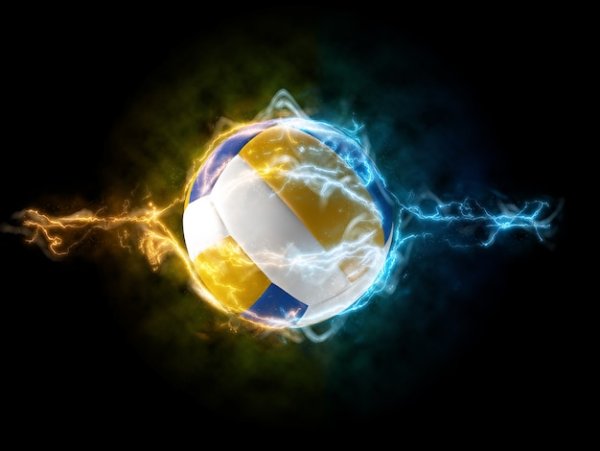 Волейбольный мяч в огне