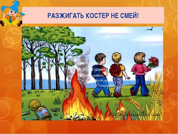 Дети у костра в лесу