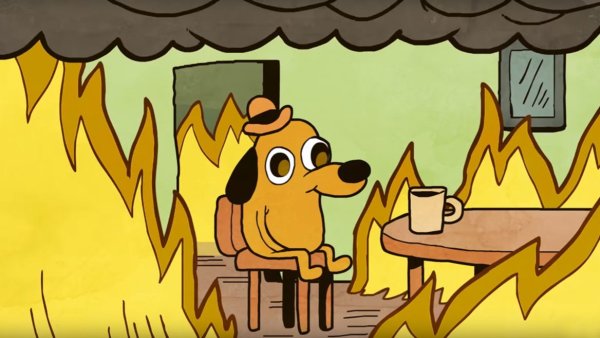 Пес в пожаре