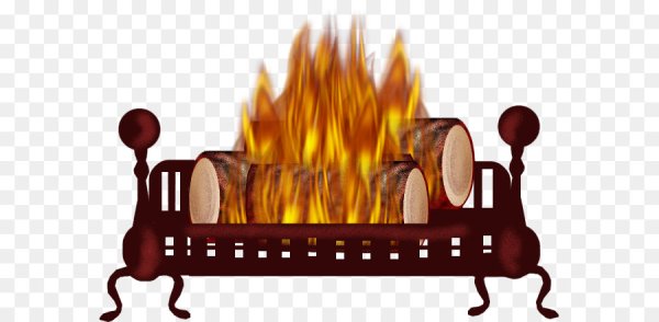 Огонь камина на прозрачном фоне