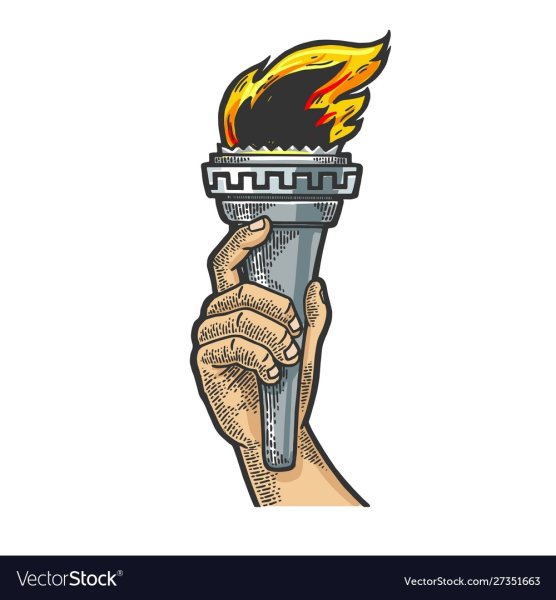 Факел с огнем в руке