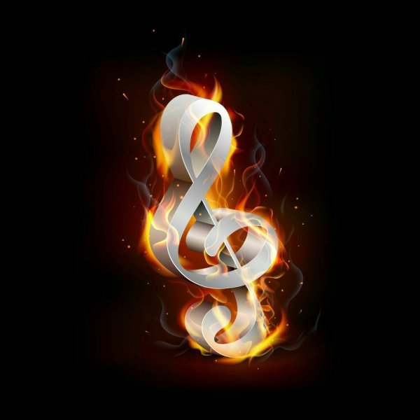 Музыкальные Ноты в огне