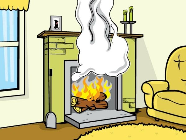 Дымит печь камин