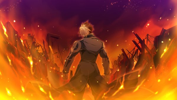 Аниме парень огонь