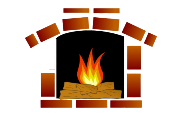 Огонь в печи на белом фоне