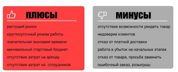 Плюсы и минусы интернет магазинов