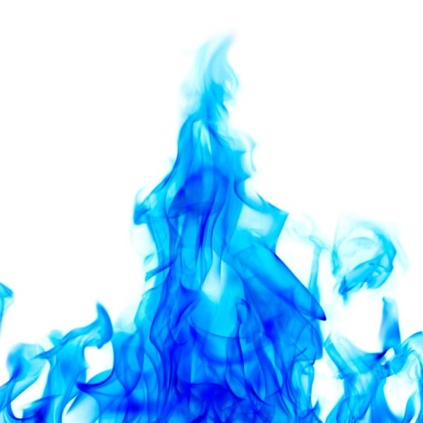 Синее пламя на белом фоне