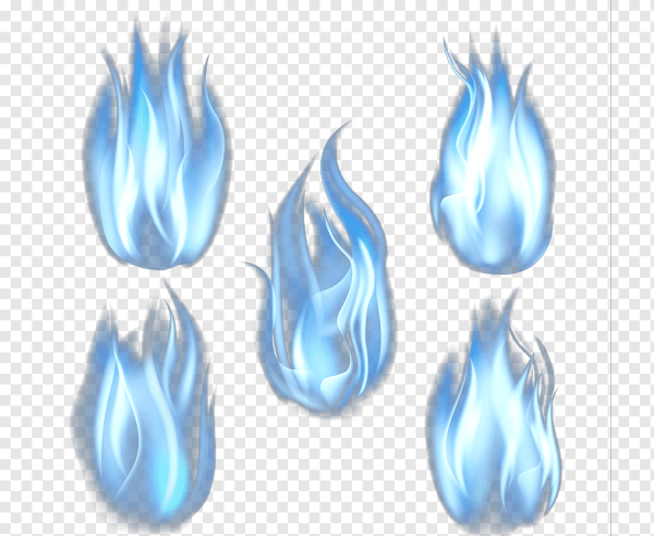 Синее пламя на прозрачном фоне