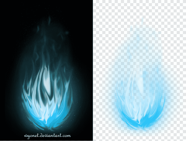 Синий огонь на прозрачном фоне