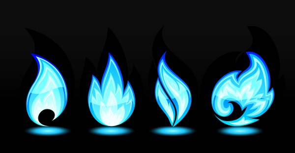 Голубое пламя на белом фоне