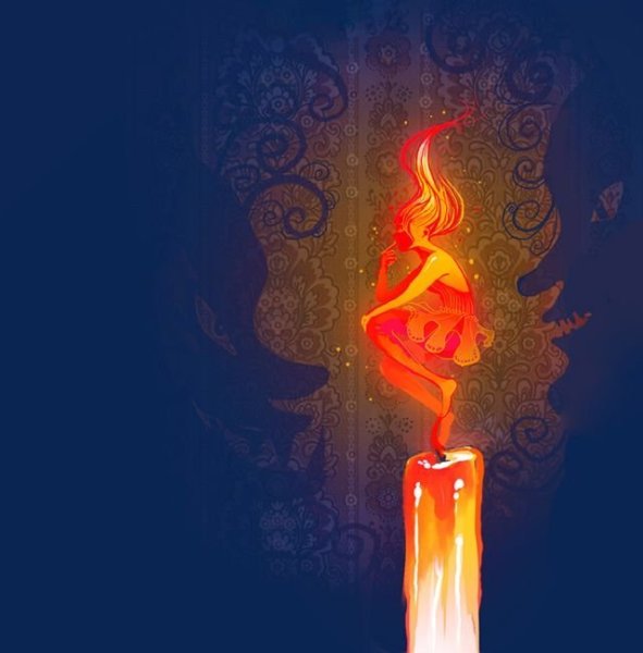 Девушка в пламени свечи