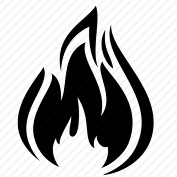 Тату огонь черно белый