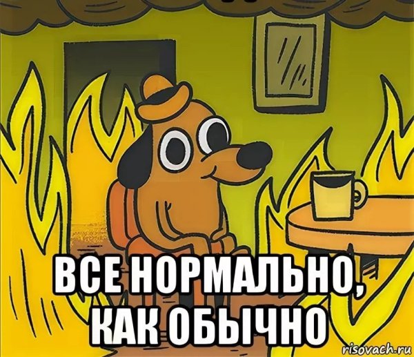 Собака в огне Мем