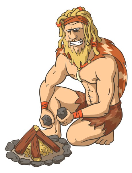 Человек добывает огонь