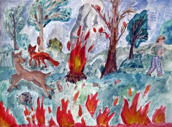 Пожар в лесу для детей