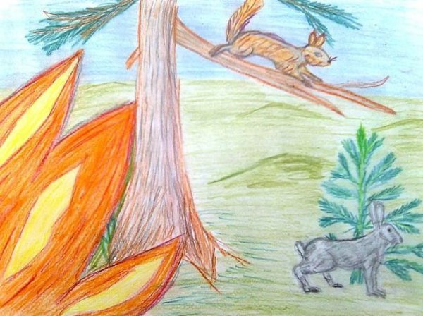 Рисунок на тему Лесные пожары