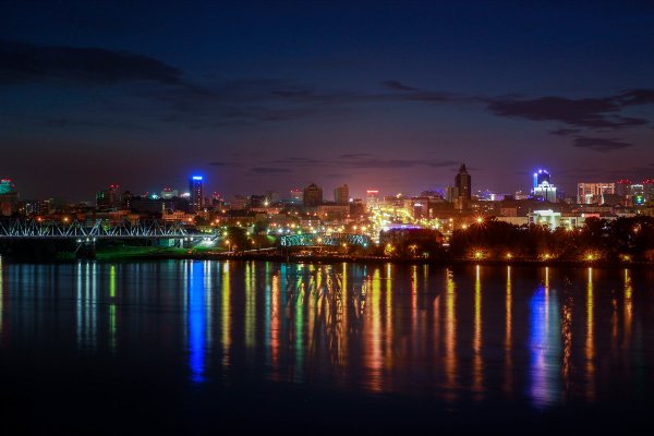 Река Обь ночь Новосибирск