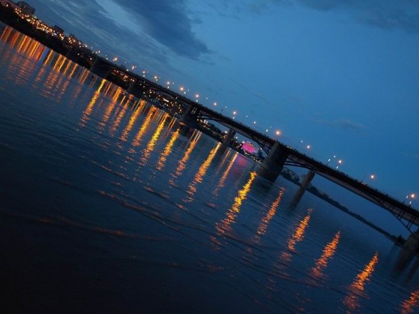 Мост, Обь, ночь, Новосибирск