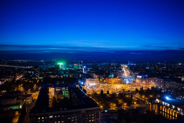 Ночной проспект г Новосибирск