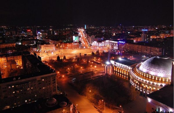 Ночной Новосибирск площадь Ленина