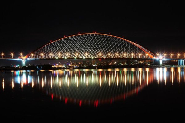Ночной Новосибирск Бугринский мост