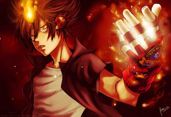 Аниме парень огонь