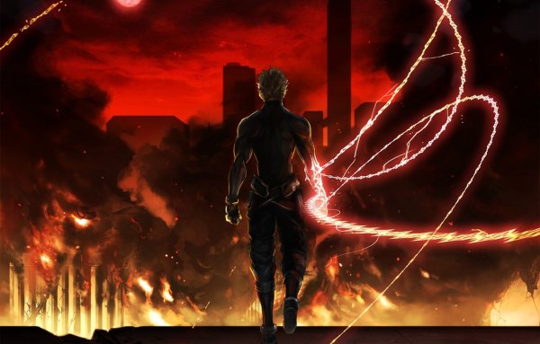 Аниме персонаж в огне