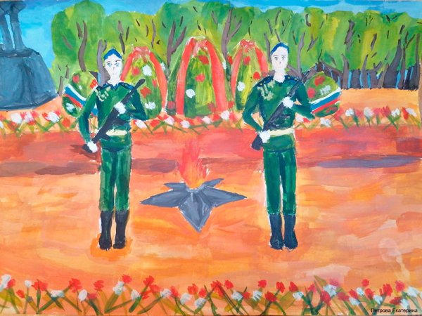 Солдат у вечного огня рисунок