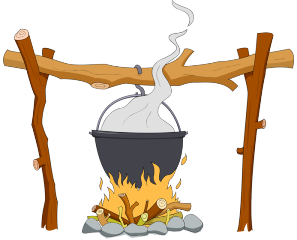 Котелок на костре вектор