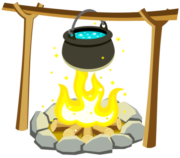 Котелок на костре вектор