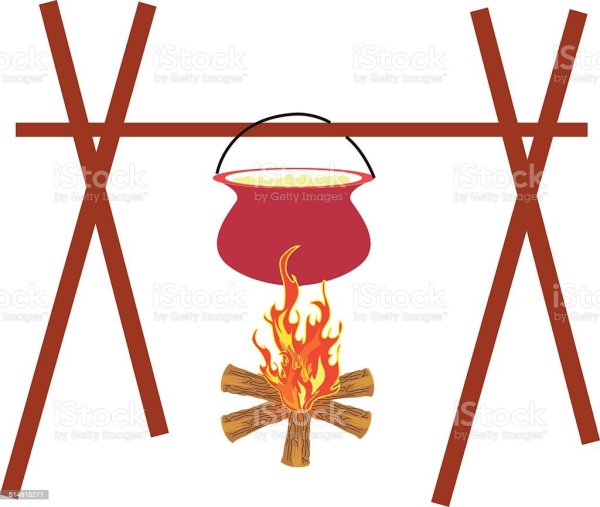 Котелок на костре рисовать