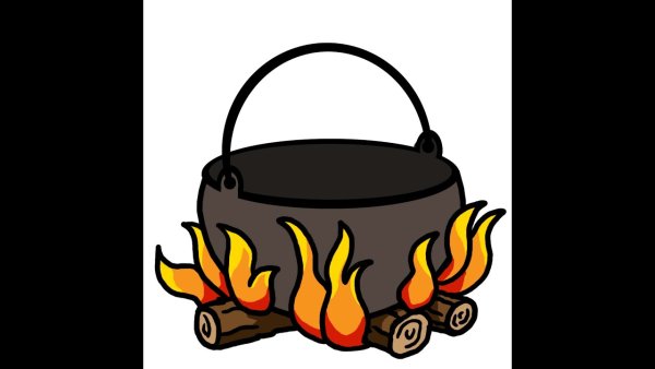 Котел на костре рисунок